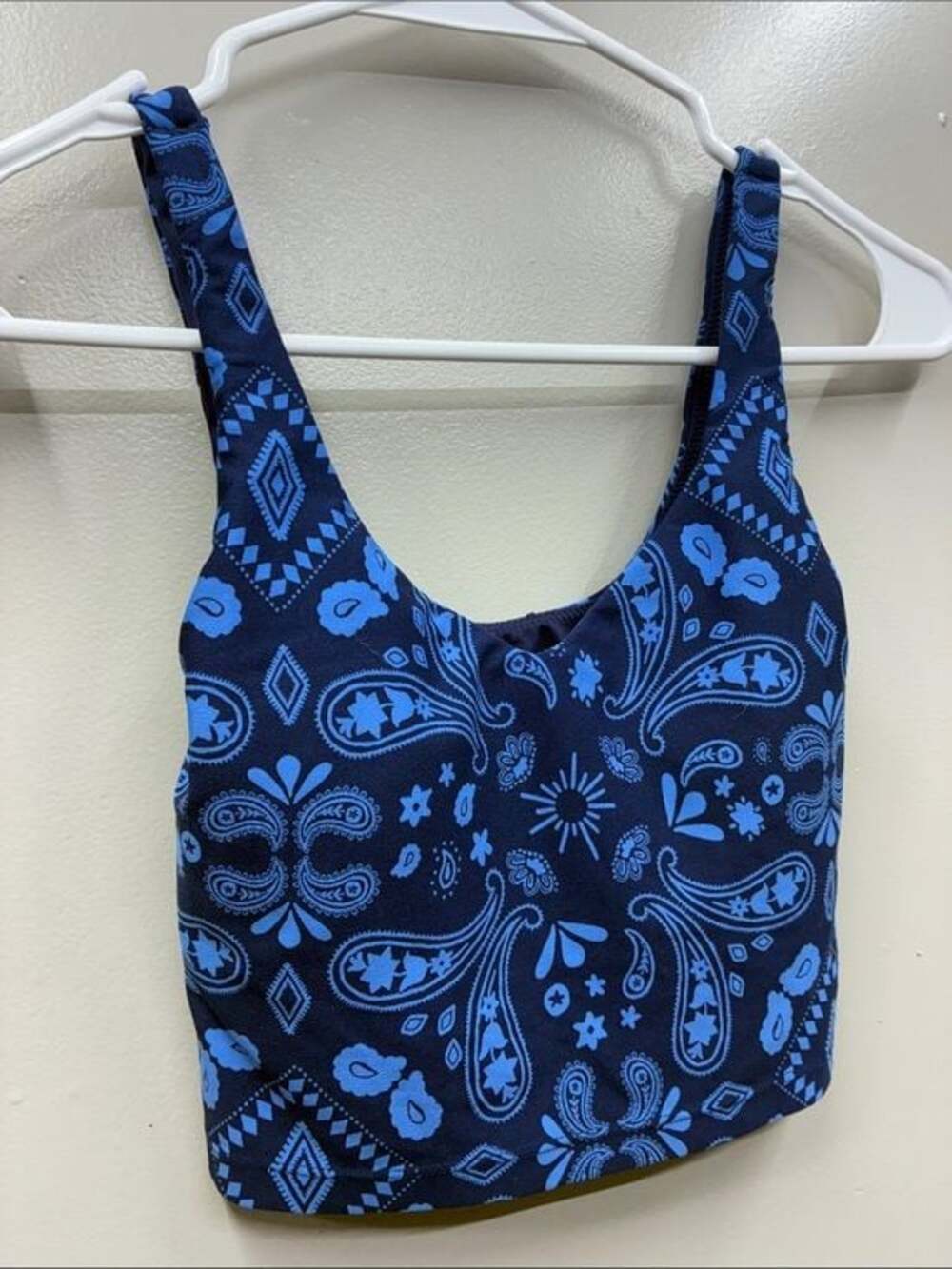 aerie Navy and Light Blue Lightly Padded Paisley Crop Camisole